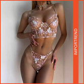 Women's Sexy Perspective Lace Flower Pattern Embroidery Sexy Bra Nightwear